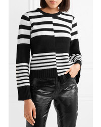 Equipment Elm Asymmetric Striped Ribbed Cashmere Sweater