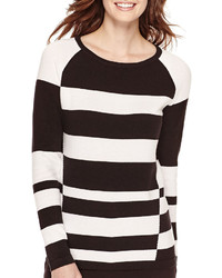 Liz Claiborne Long Sleeve Graphic Striped Sweater