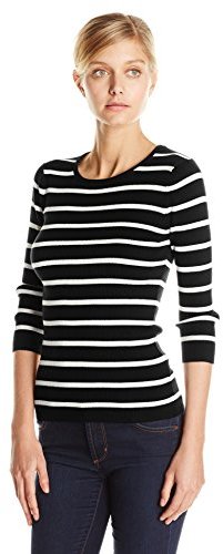 Black and White Horizontal Striped Crew-neck Sweater: Pendleton Striped ...