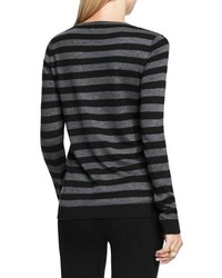 Vince Camuto Petite Lace Trim Stripe Sweater