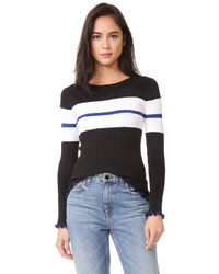 525 America Ruffle Edge Stripe Sweater
