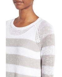 Eileen Fisher Slub Stripe Organic Linen Cotton Top
