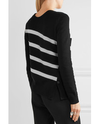 Proenza Schouler Striped Cashmere And Cotton Blend Sweater Black