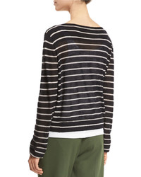 Vince Striped Cashmere Boat Neck Sweater