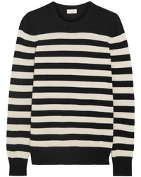 Saint Laurent Striped Cashmere Sweater Black
