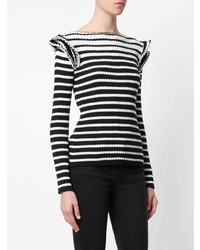 MSGM Striped Frill Shoulder Knitted Sweater
