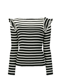 MSGM Striped Frill Shoulder Knitted Sweater