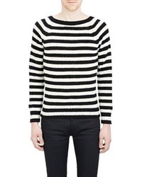 Saint Laurent Striped Raglan Sweater Black