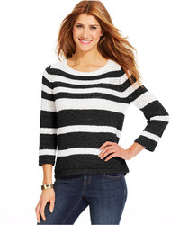 Style&co. Three Quarter Sleeve Striped Sweater