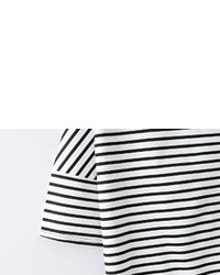 Black White Striped Shoes Cat Print T Shirt