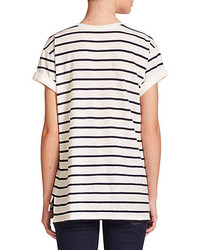 Vince Feeder Striped Cotton Jersey Tee