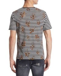 The Kooples Floral Striped T Shirt