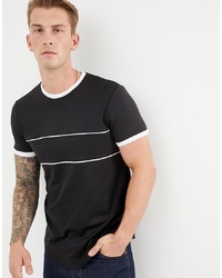ASOS DESIGN Longline T Shirt In Retro Track Fabric With Binding