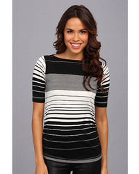 Nally Millie Striped Half Sleeve Ruched Tee