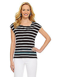 Westbound Petites Embroidered Striped Tee
