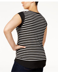 Calvin Klein Plus Size Layered Look Striped T Shirt