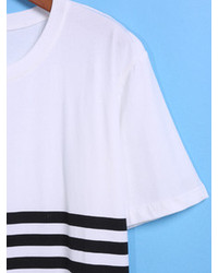 Round Neck Striped Black T Shirt