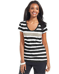 Style&co. Sport Short Sleeve Striped Tee