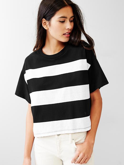 black and white striped shirt cropped