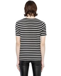 Saint Laurent Stripe Printed Cotton T Shirt