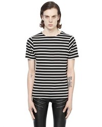 Saint Laurent Stripe Printed Cotton T Shirt