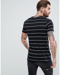 Pull&Bear Stripe T Shirt In Black