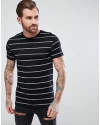 Pull&Bear Stripe T Shirt In Black