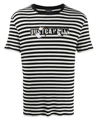 Just Cavalli Striped Logo Print T Shirt