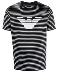 Emporio Armani Striped Logo Print T Shirt