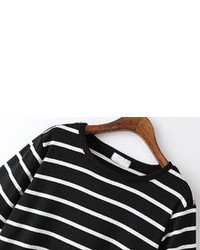 Striped Long Black T Shirt