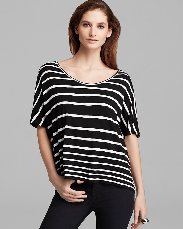 Three Dots Scoop Neck Short Sleeve Stripe Tee | Where to buy & how to wear