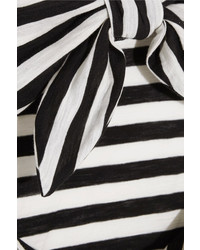 Proenza Schouler Tie Back Striped Cotton Jersey T Shirt Black