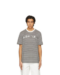 Moncler White And Black Striped T Shirt