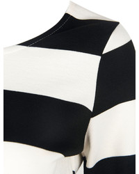 Choies Black And White Stripe Long Sleeve Cropped T Shirt