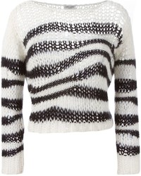 Saint Laurent Striped Open Knit Sweater
