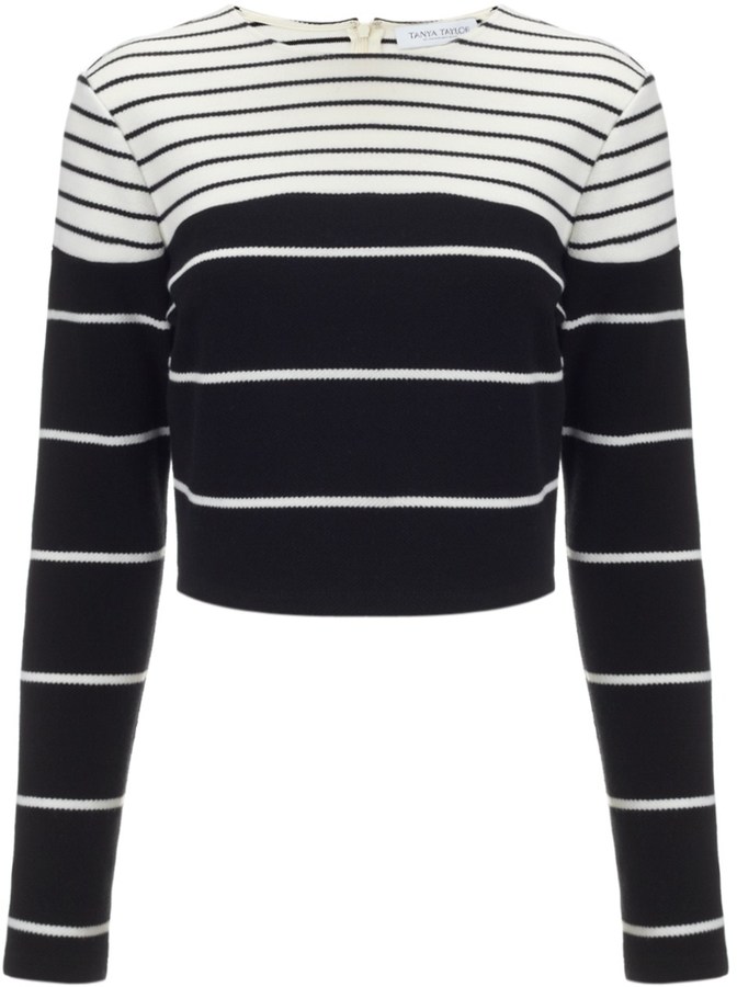 Tanya Taylor Monochrome Stripe Cropped Top, $395 | Avenue32 | Lookastic