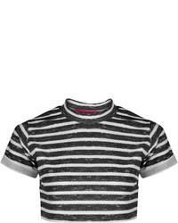 Boohoo Laura Textured Stripe High Neck Crop Top