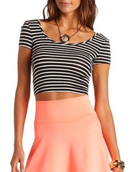 Charlotte Russe Bow Back Striped Crop Top