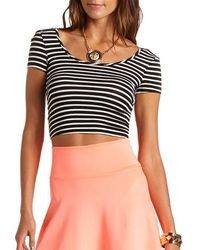 Charlotte Russe Bow Back Striped Crop Top
