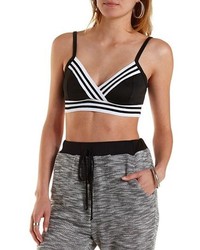 Charlotte Russe Sporty Striped Wrap Crop Top