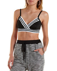 Charlotte Russe Sporty Striped Wrap Crop Top