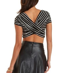 Charlotte Russe Striped Crossover Wrap Crop Top
