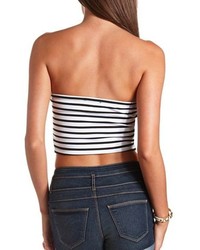Charlotte Russe Striped Sweetheart Strapless Crop Top