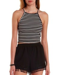 Charlotte Russe Striped Ribbed Crop Top
