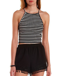Charlotte Russe Striped Ribbed Crop Top