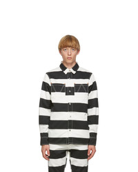 Vyner Articles Black And White Stripe Print Worker Shirt