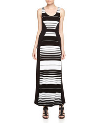 Fraiche By J Paneled Striped Maxi Dress Blackwhite
