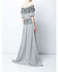 Zac Zac Posen Maia Floral Embroidered Striped Gown