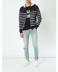 Balmain Striped Hooded Sweatshirt