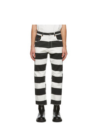 Black and White Horizontal Striped Jeans